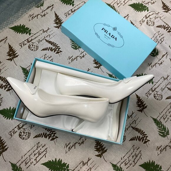 Prada Shoes - Prada White Patent Leather Women's High Heels
